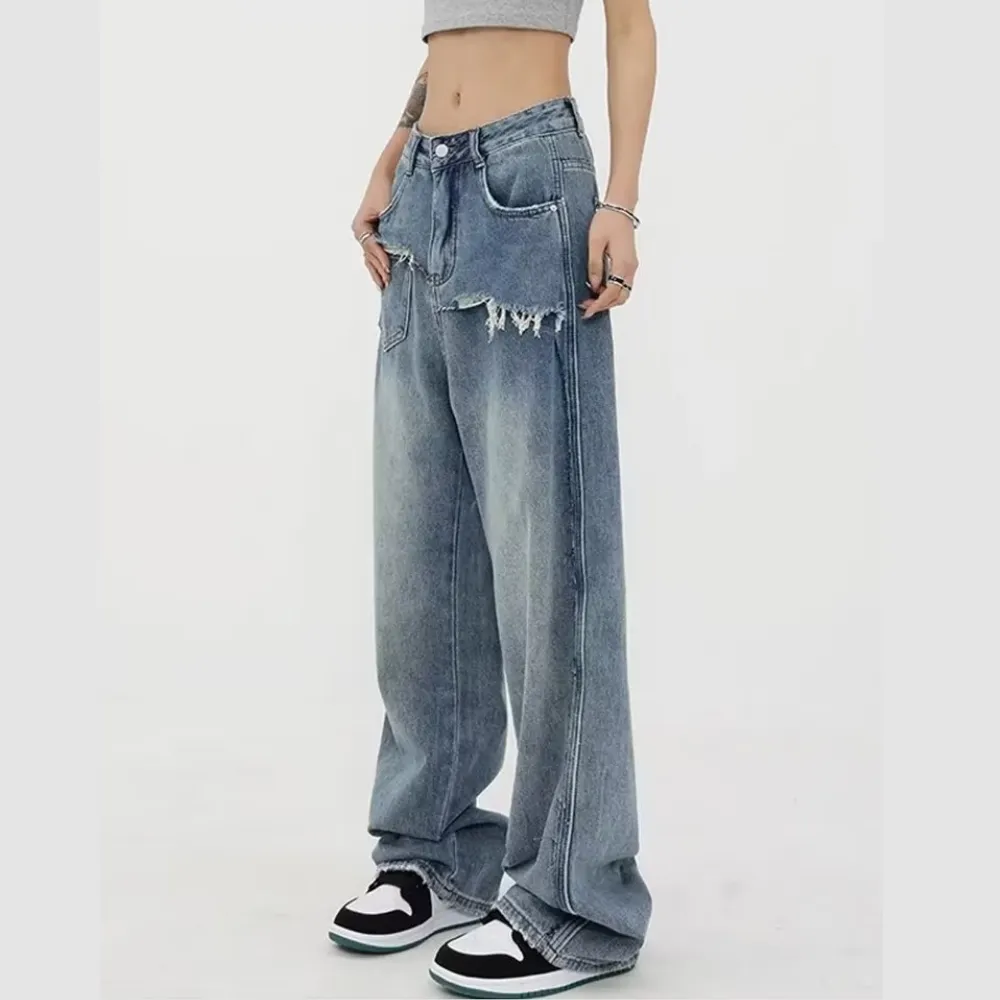 Women's Irregular Splicing Jeans