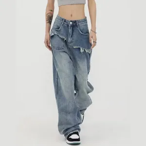 Women's Irregular Splicing Jeans