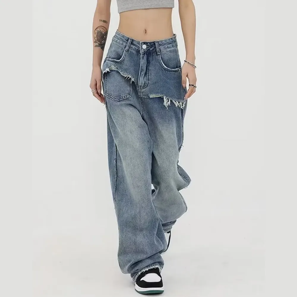 Women's Irregular Splicing Jeans