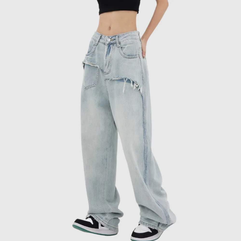 Women's Irregular Splicing Jeans