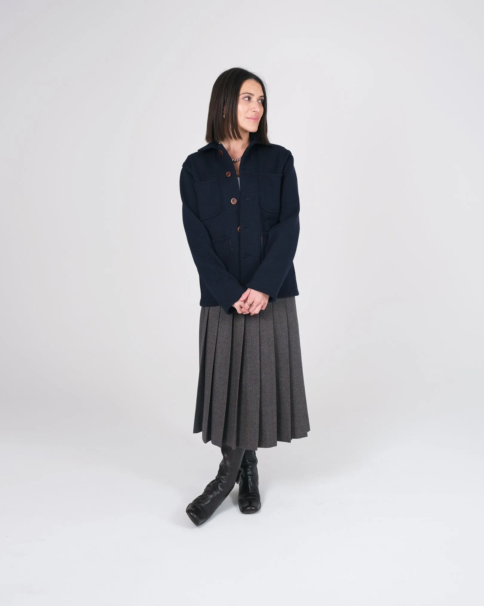 Women's Knit Work Coat - Dark Navy