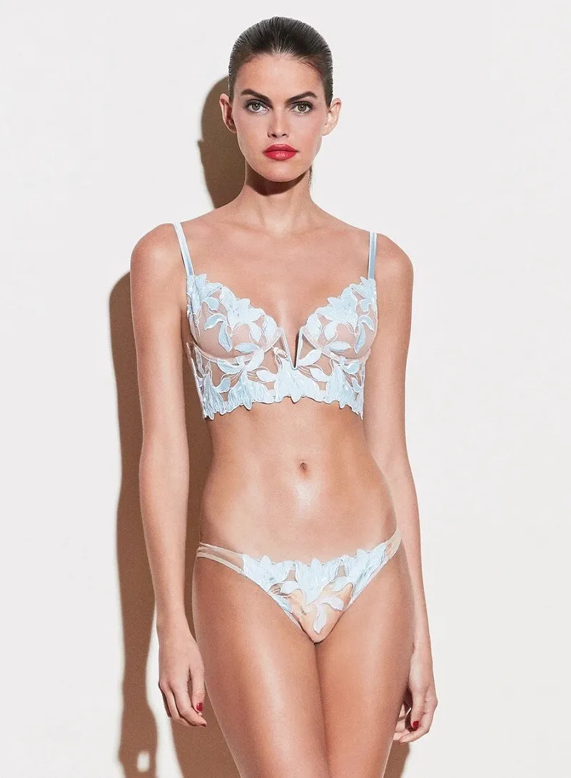 Women's Lace-up Underwired Push Up Bra And Thongs Set - JEWYEE TY094