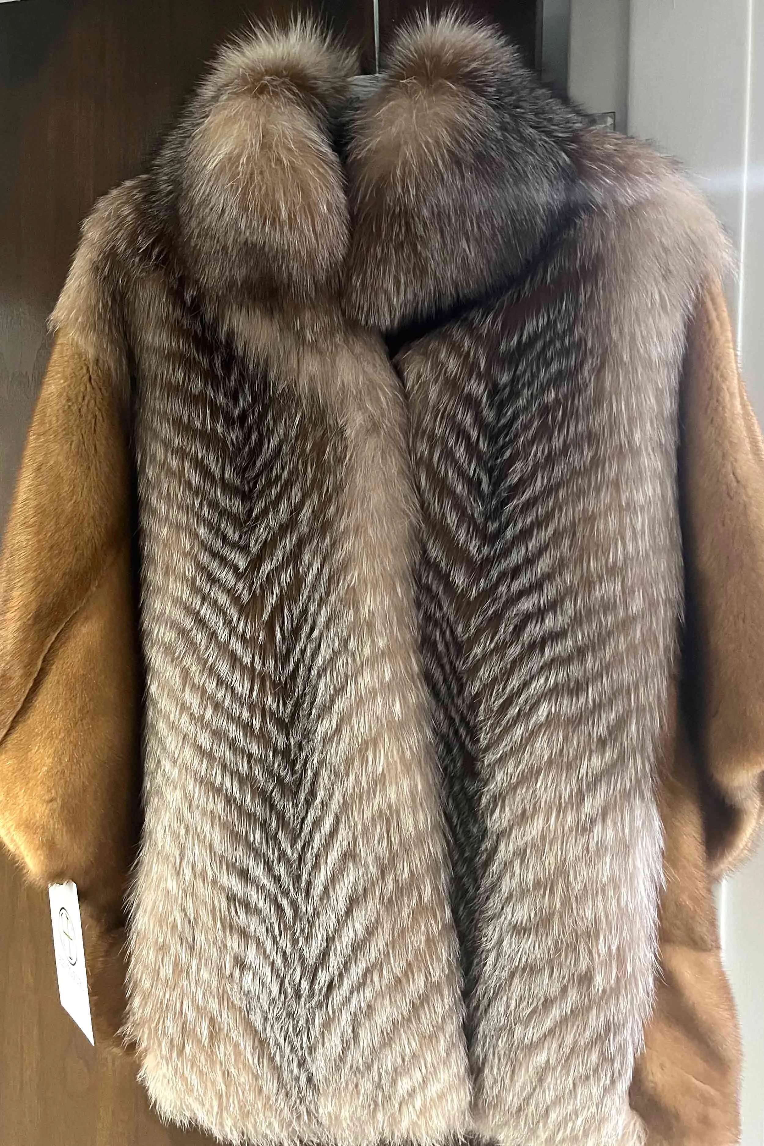 Women's Mink Fur Cape with Fox Fur