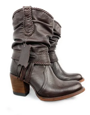 Women's PR Boots Wrinkled Shaft Round Toe Handcrafted