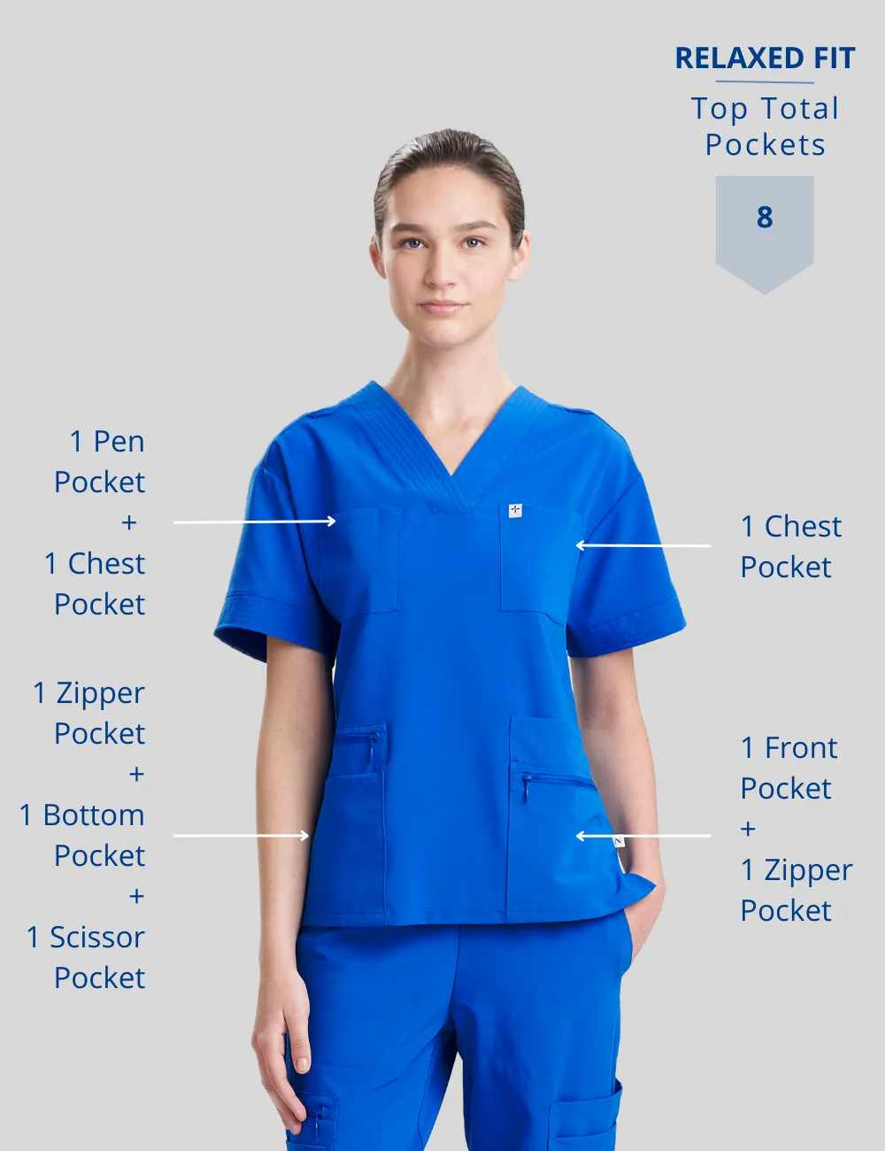 Womens Pro Scrub Top - Royal Blue
