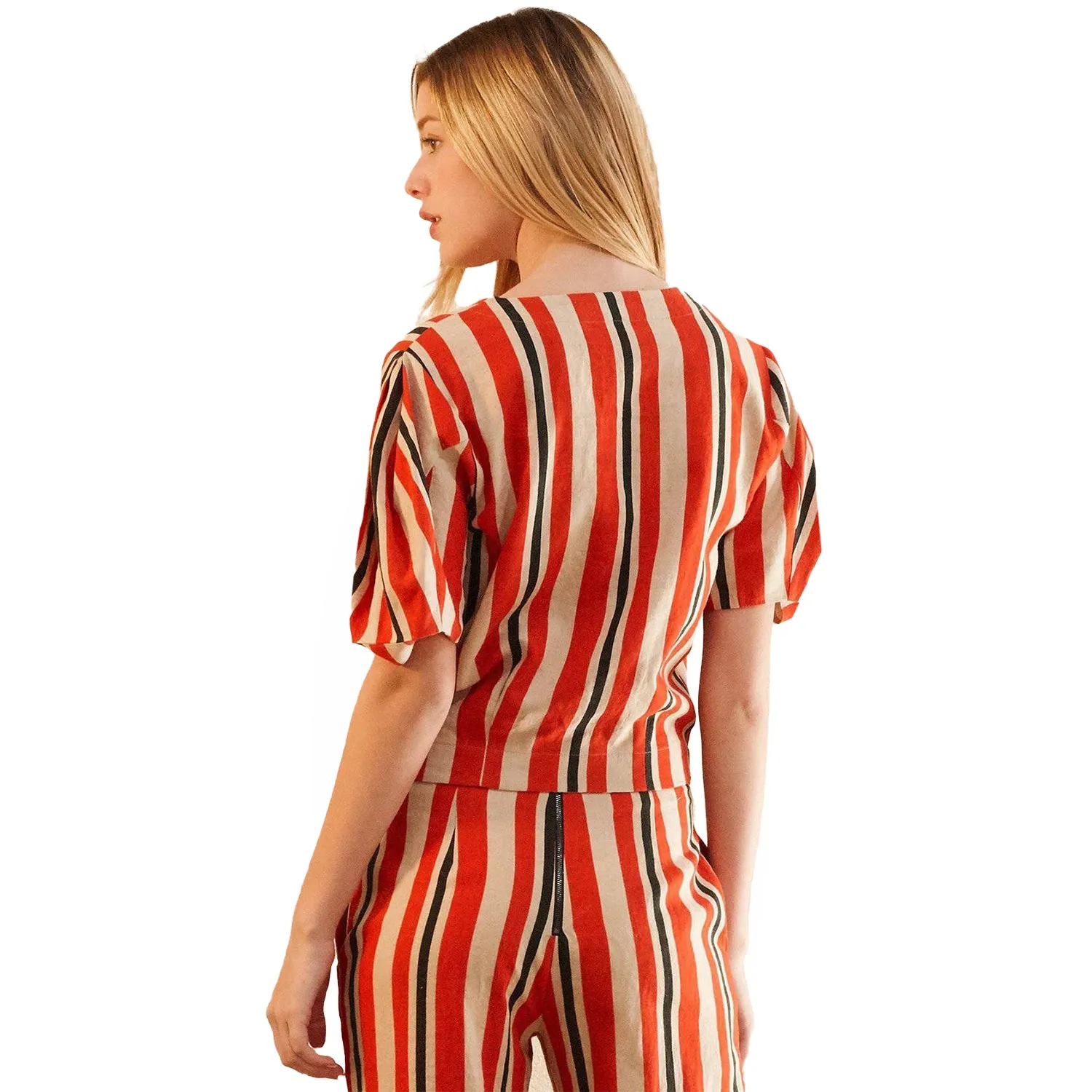 Women's Puff Sleeve Wrap Blouse in Poppy Multi