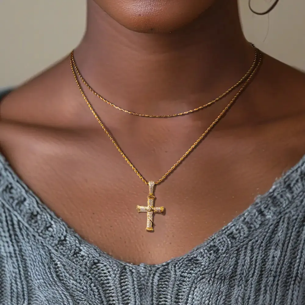 Women's Roman Pillar Thorn Cross Pendant