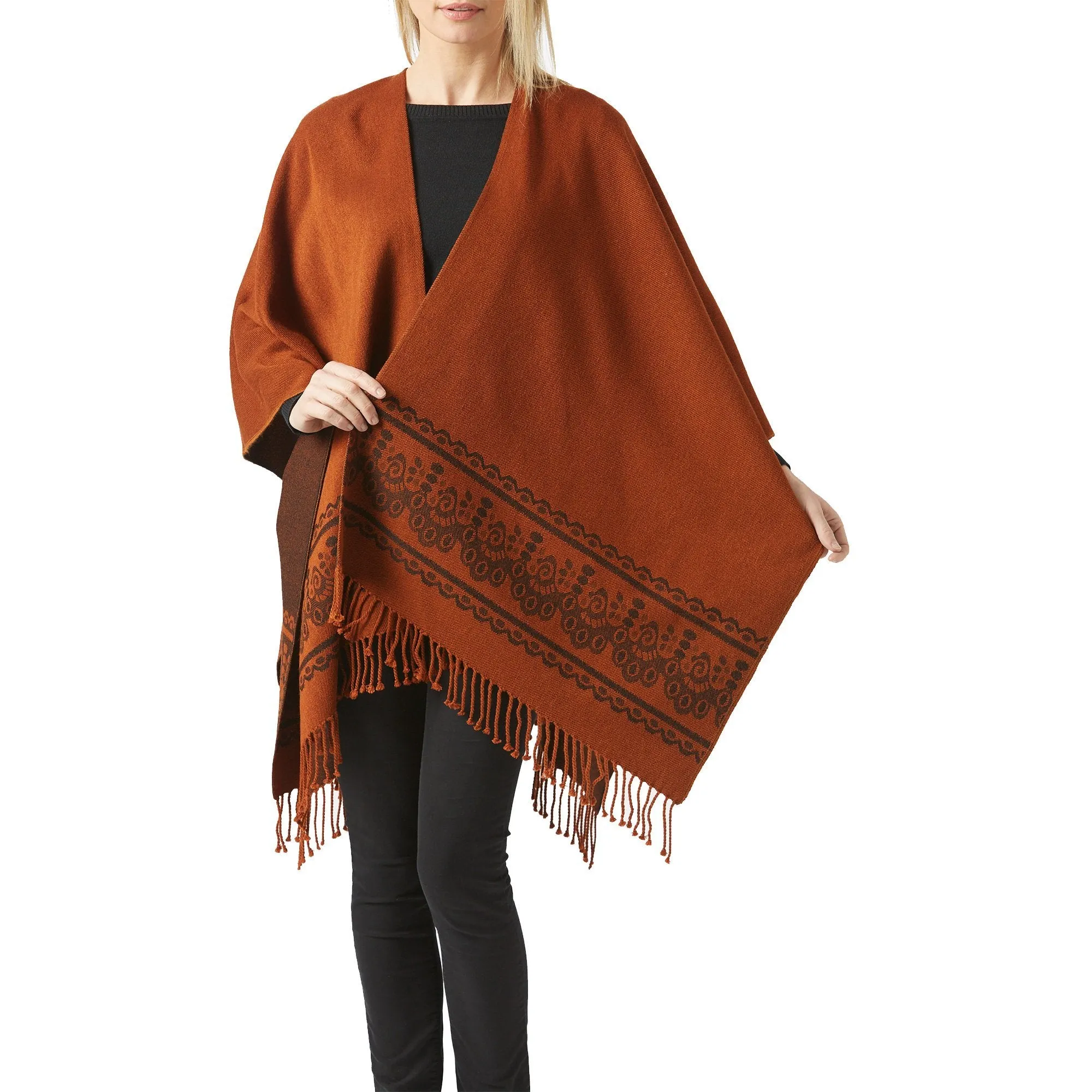 Women's Rust Shawl Ecuadorian Artisan-Made
