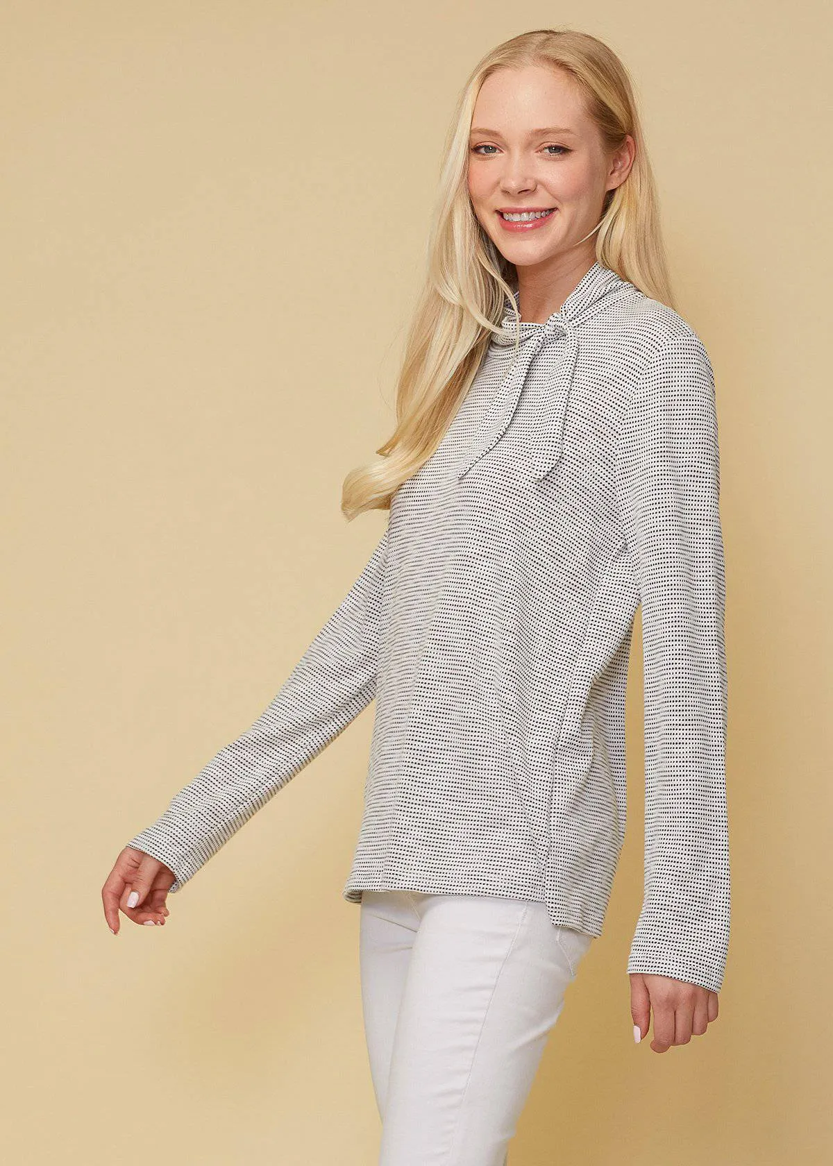 Women's Self-tie Mock Neck Sweater Top