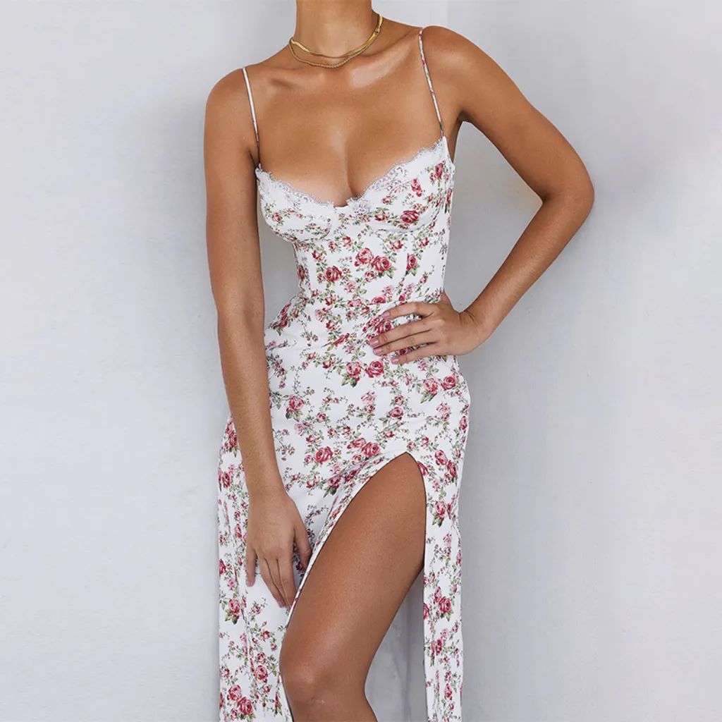 Women's Sexy Floral Slit Dress