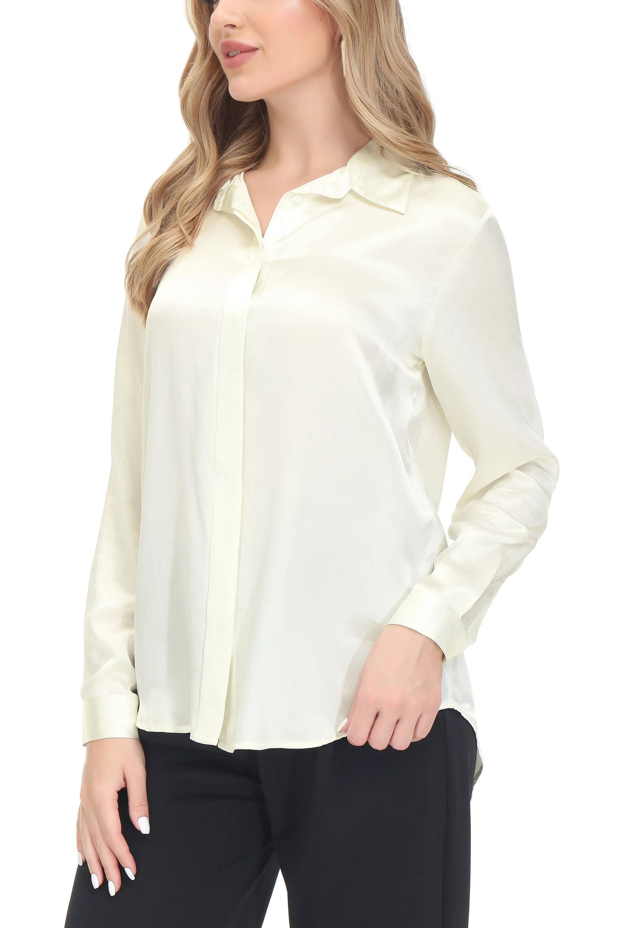 Women's Silk Blouse 100% Silk Long Sleeves Shirt