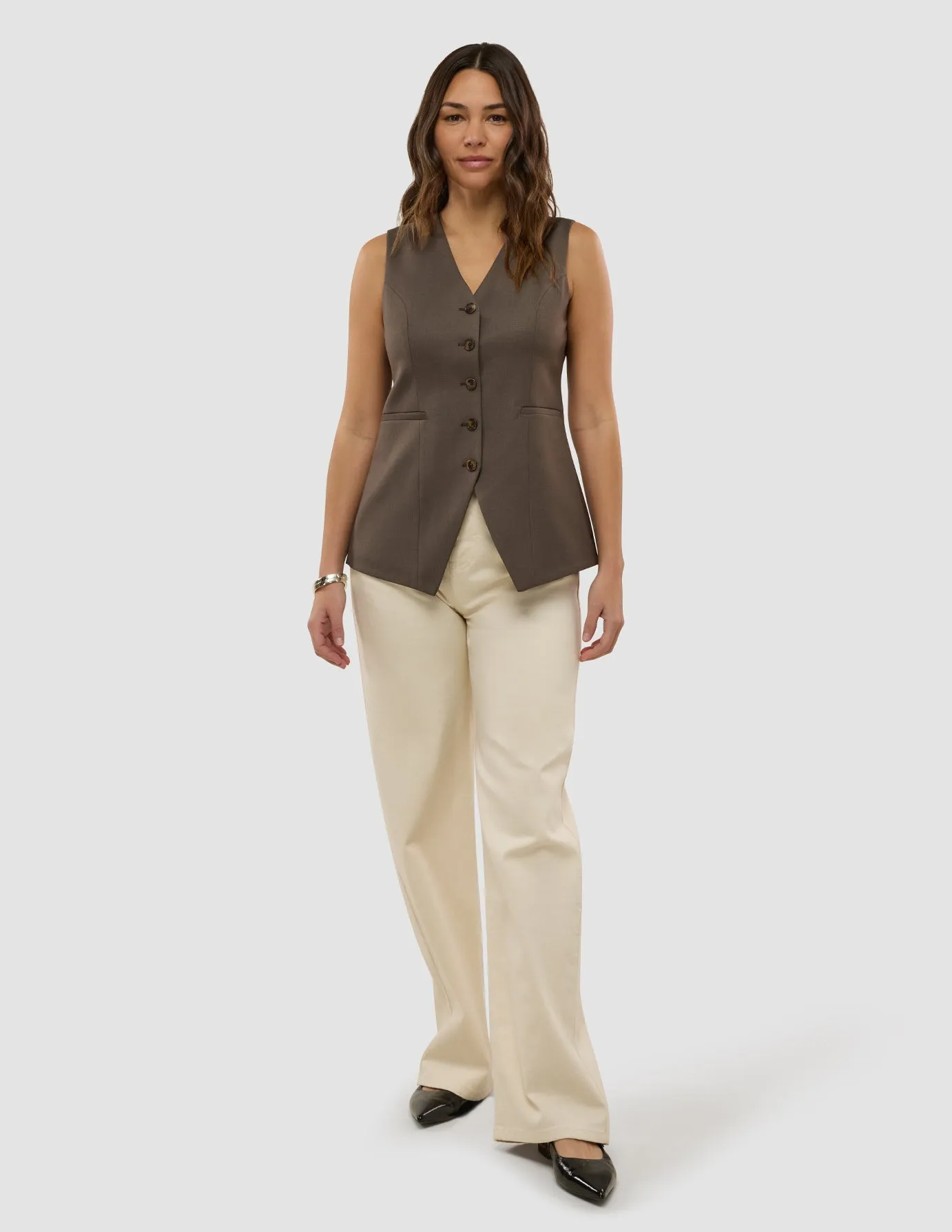 Women's Skye Long Vest Dark Chestnut Melange