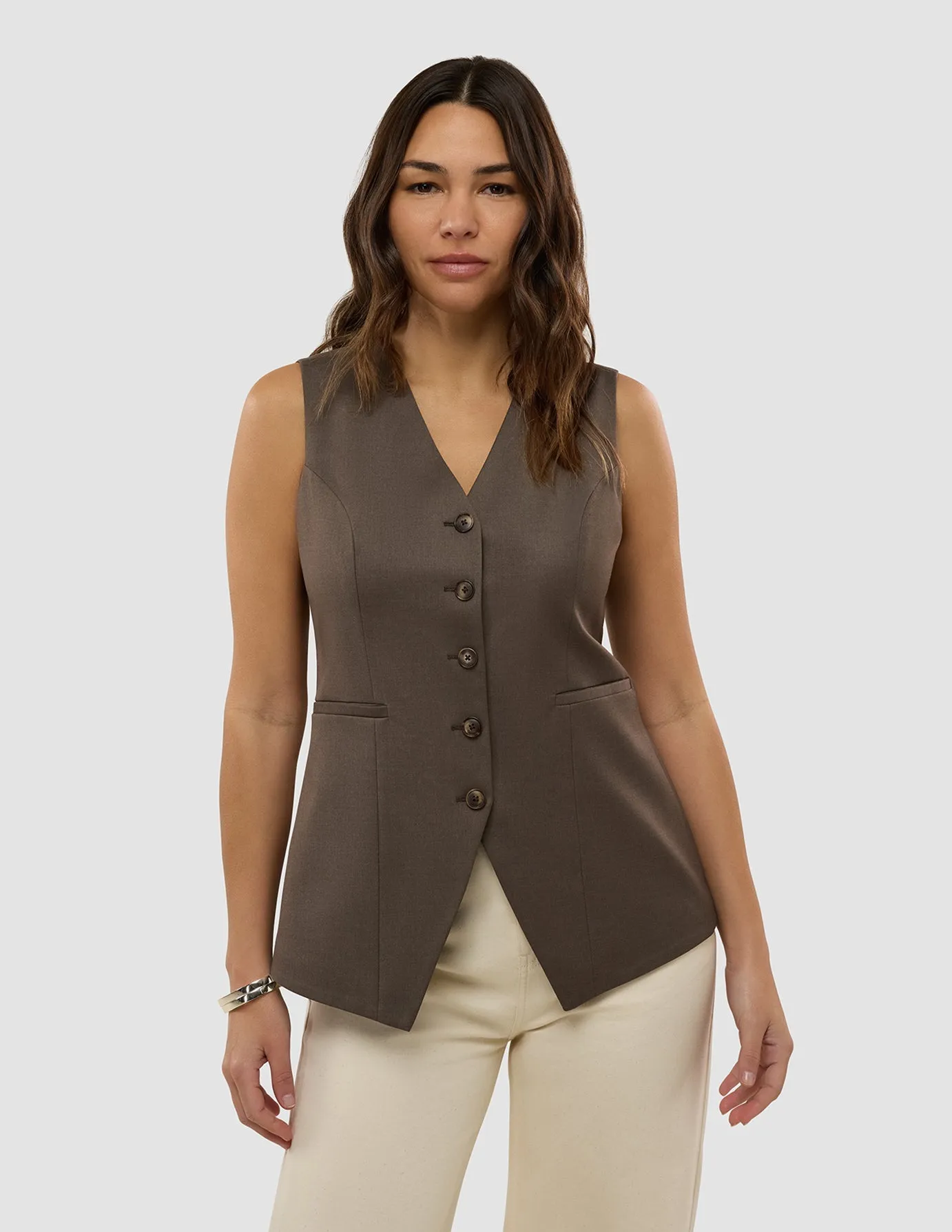 Women's Skye Long Vest Dark Chestnut Melange