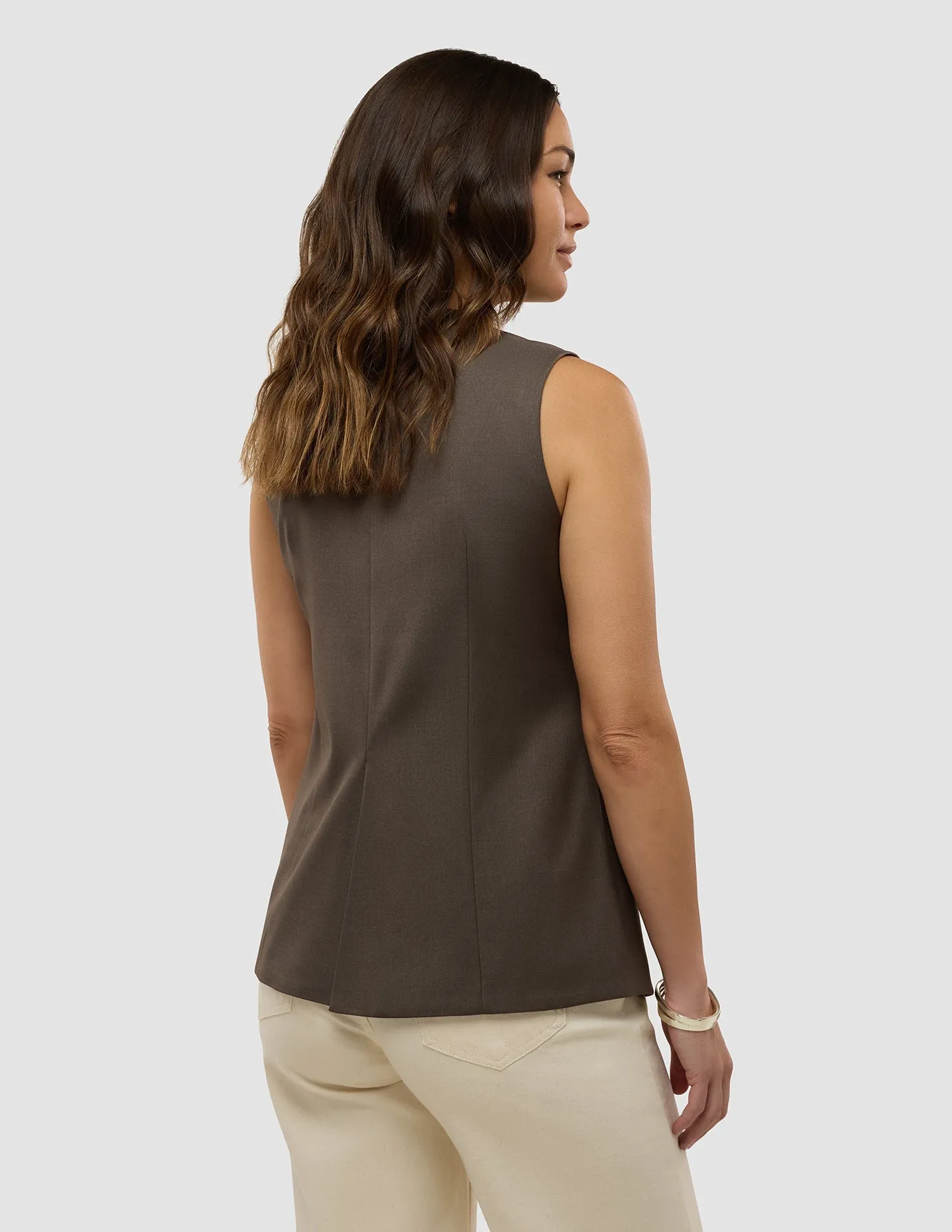 Women's Skye Long Vest Dark Chestnut Melange