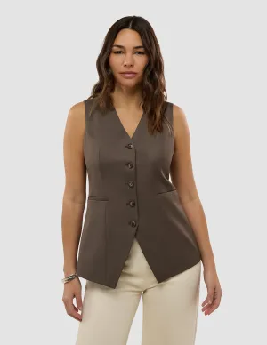 Women's Skye Long Vest Dark Chestnut Melange