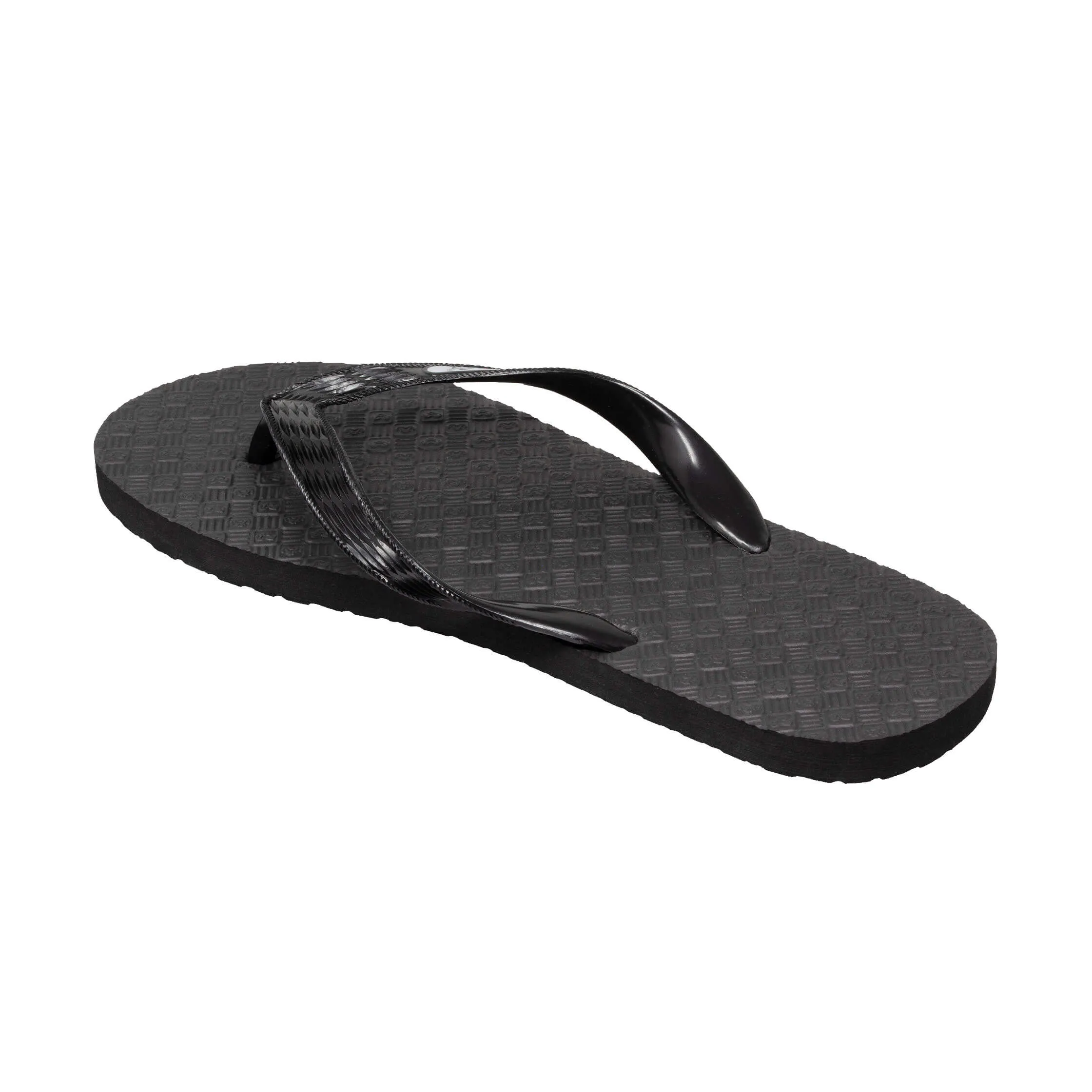 Women's Solid Black Strap Slippah