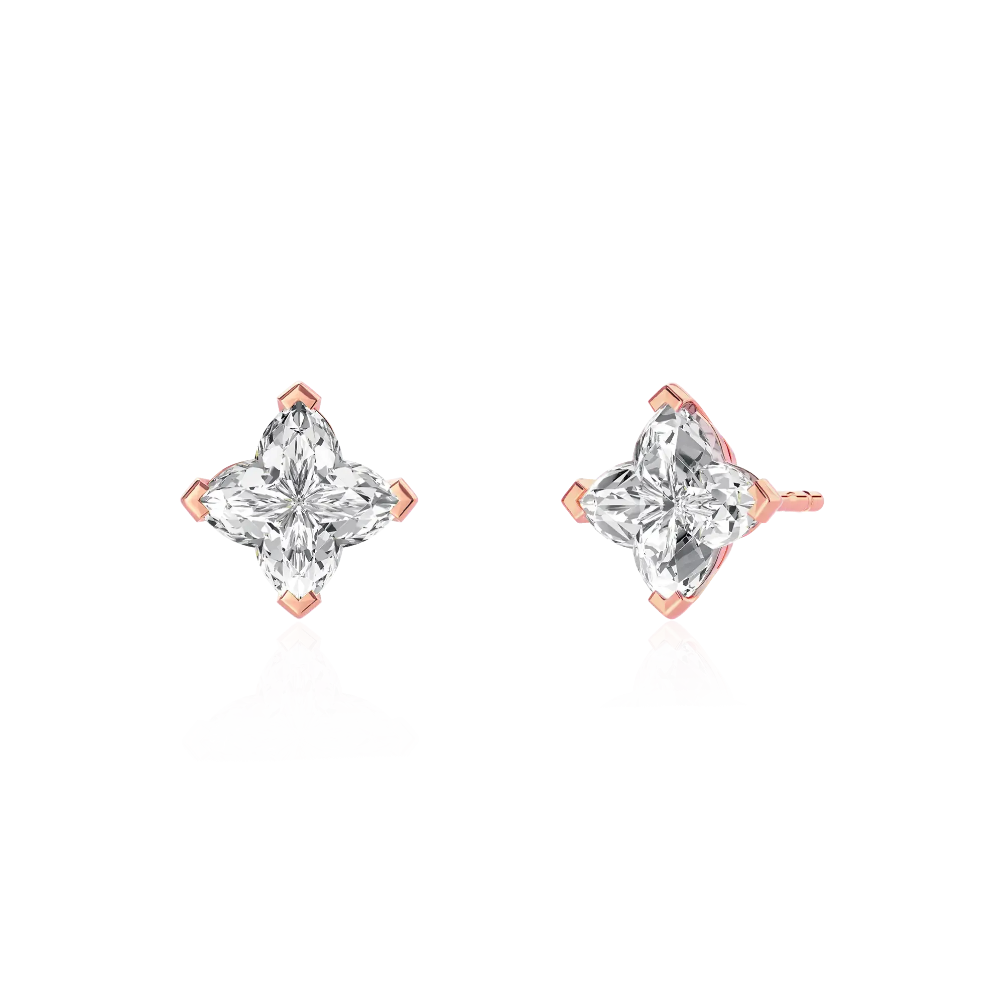 Women's Solid Clover Cut Stud Earrings - White