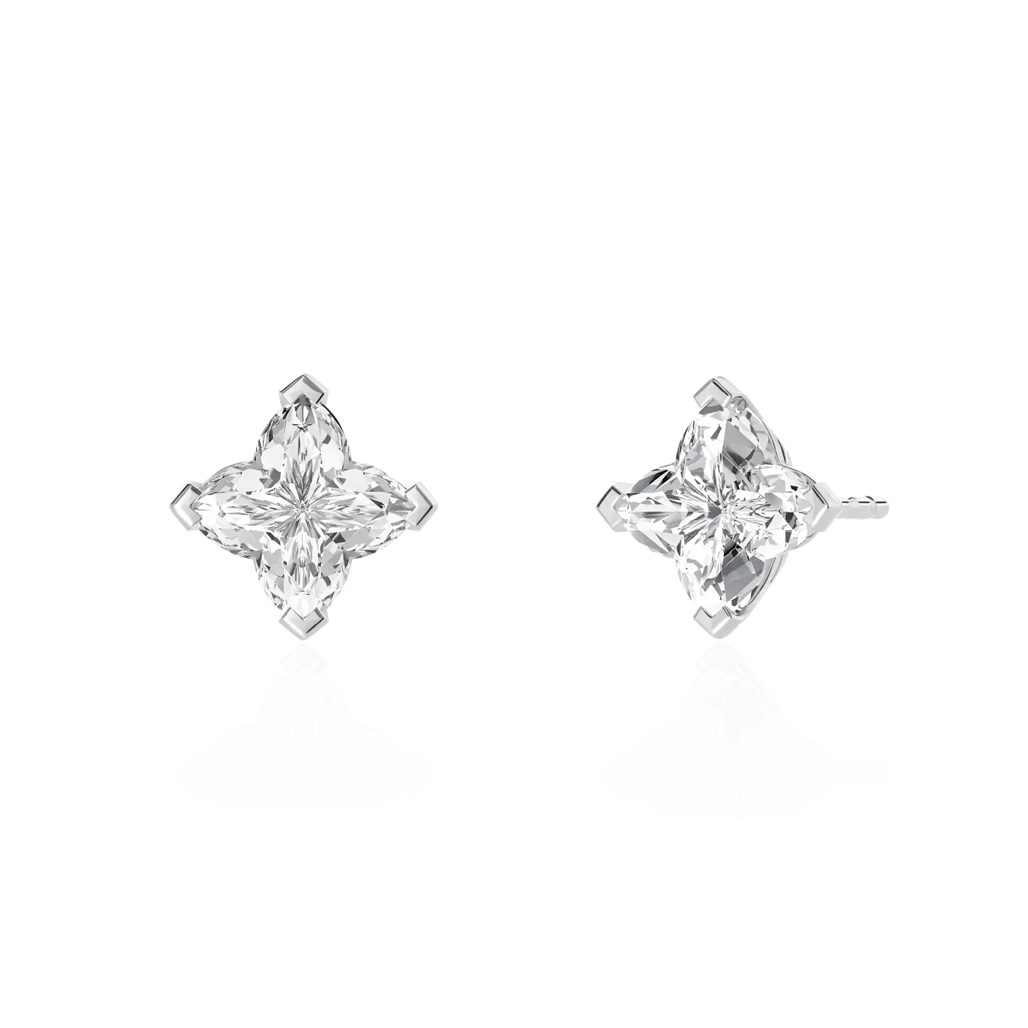 Women's Solid Clover Cut Stud Earrings - White