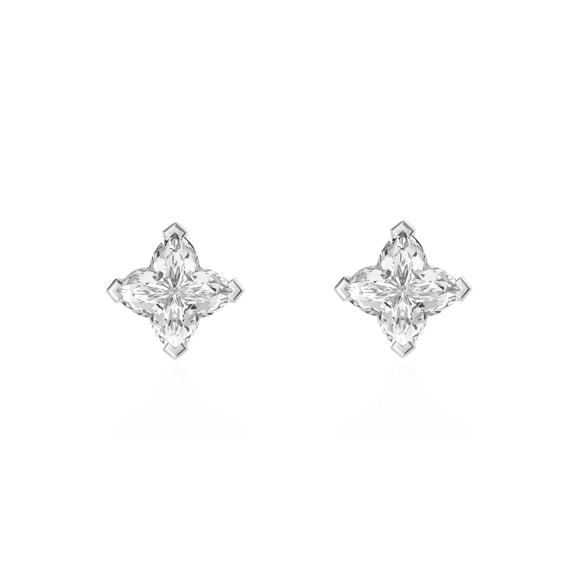 Women's Solid Clover Cut Stud Earrings - White