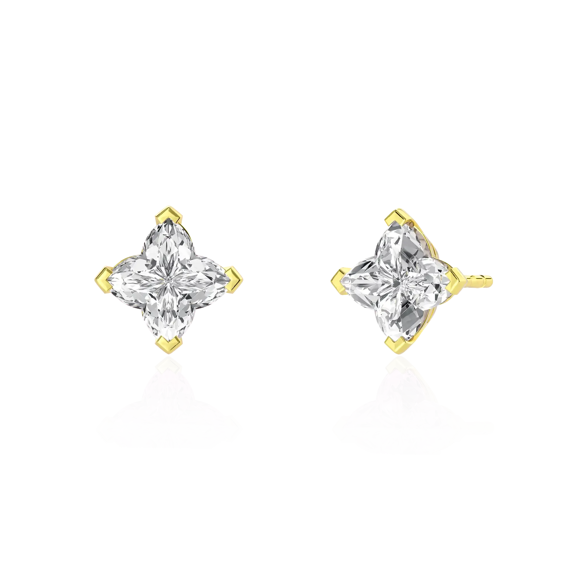 Women's Solid Clover Cut Stud Earrings - White