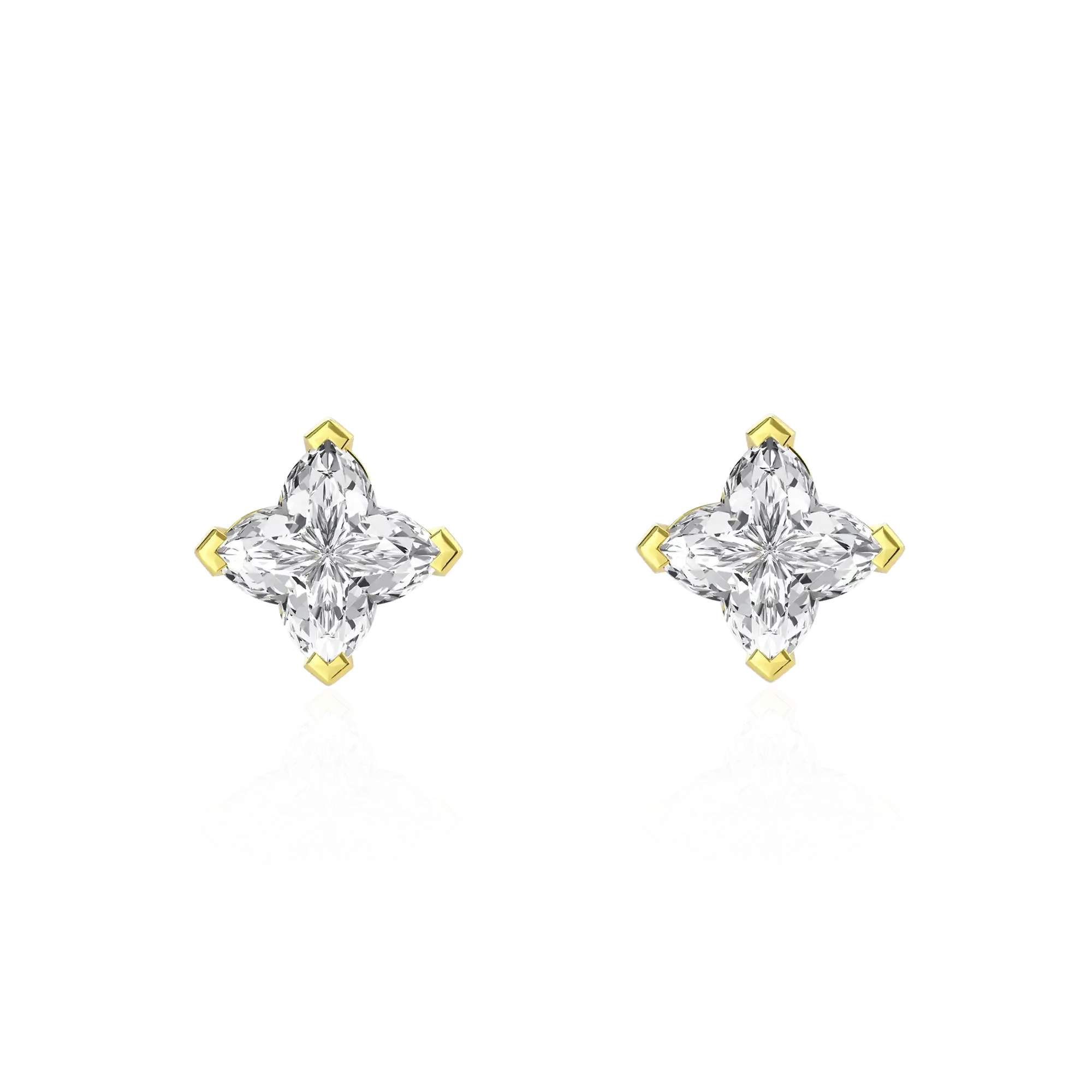Women's Solid Clover Cut Stud Earrings - White