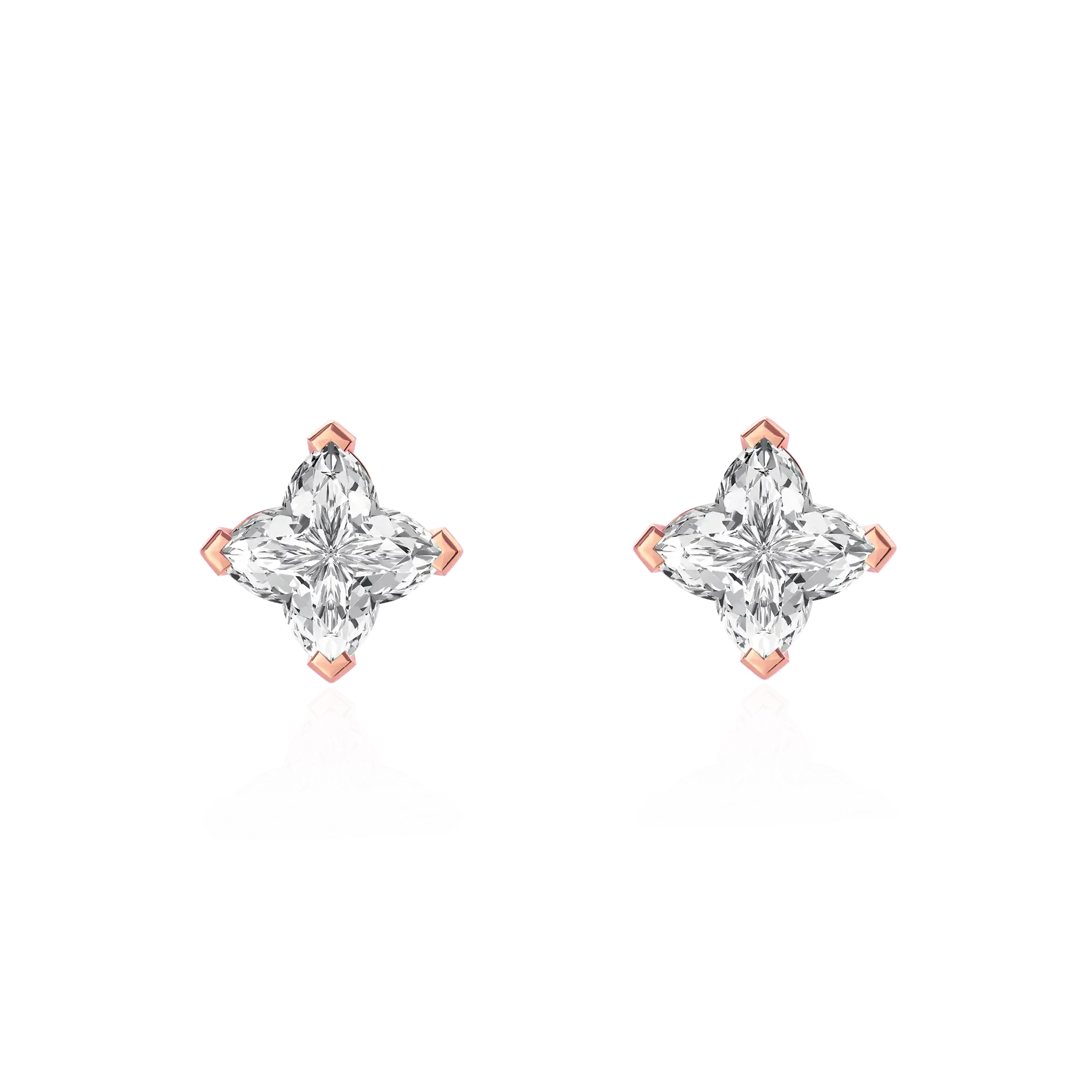 Women's Solid Clover Cut Stud Earrings - White