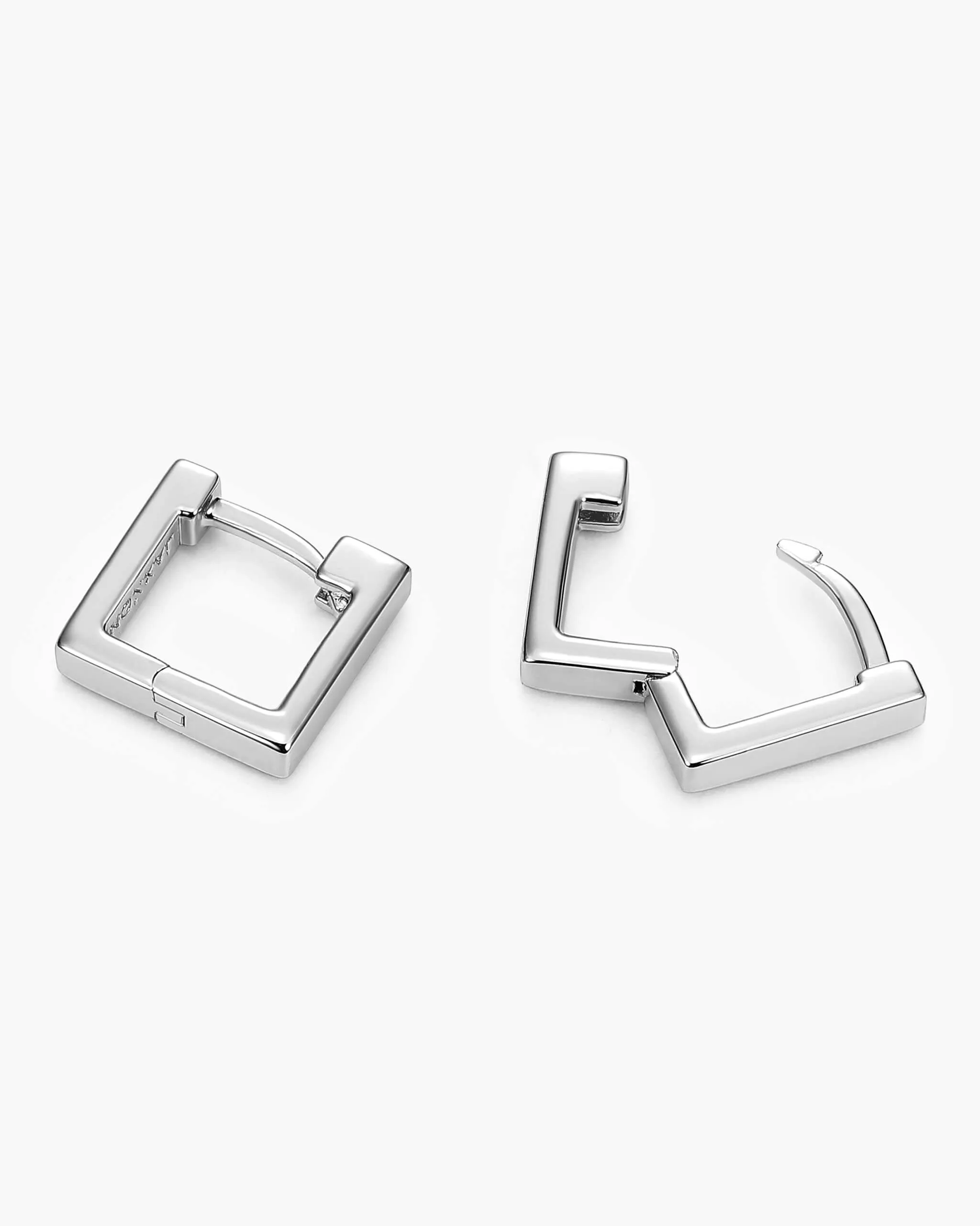 Women's Square Huggie Earrings - Silver