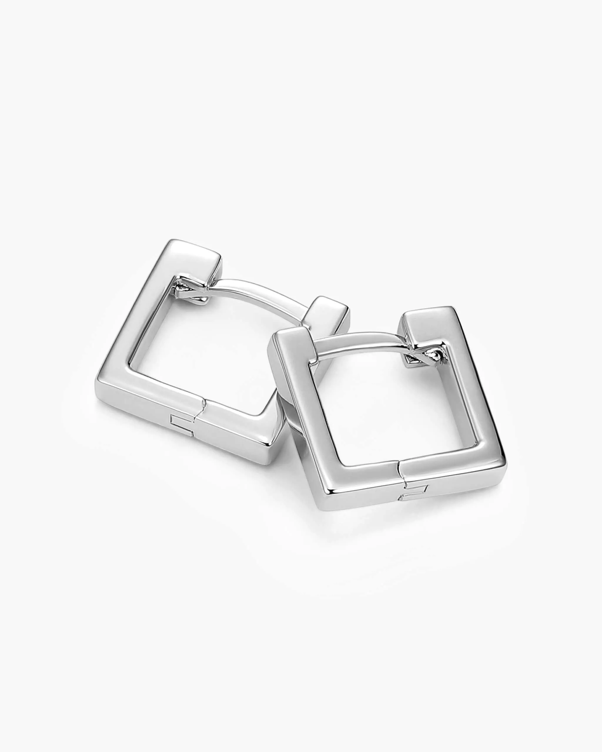 Women's Square Huggie Earrings - Silver