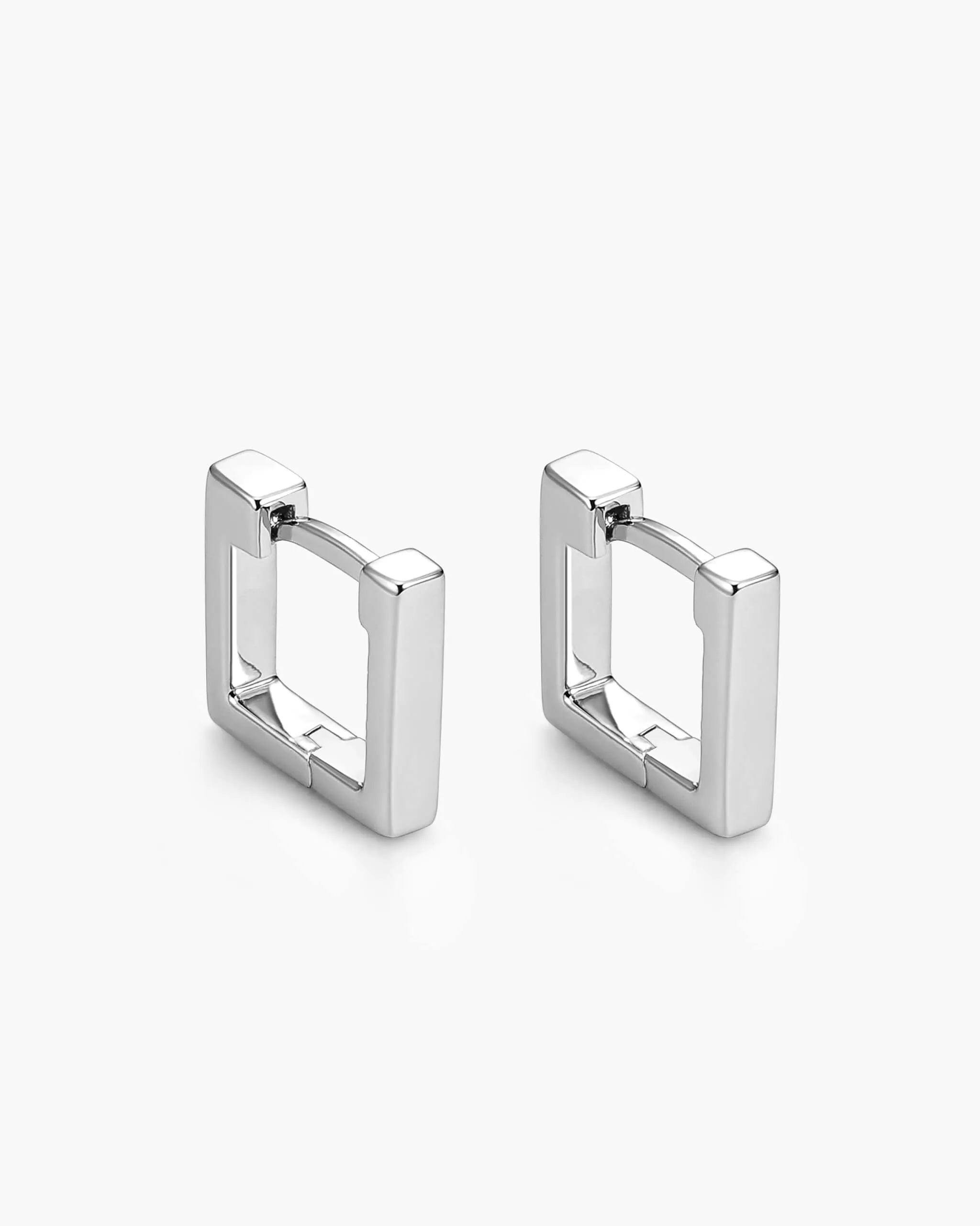 Women's Square Huggie Earrings - Silver