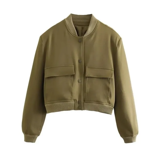 Women's Stylish Cropped Bomber Jacket