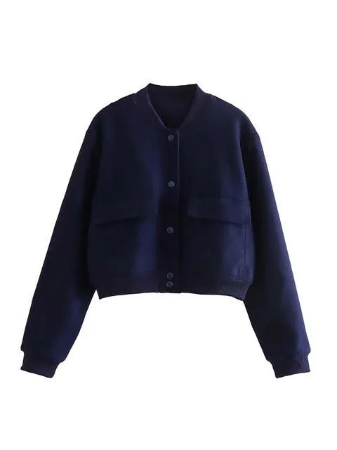 Women's Stylish Cropped Bomber Jacket