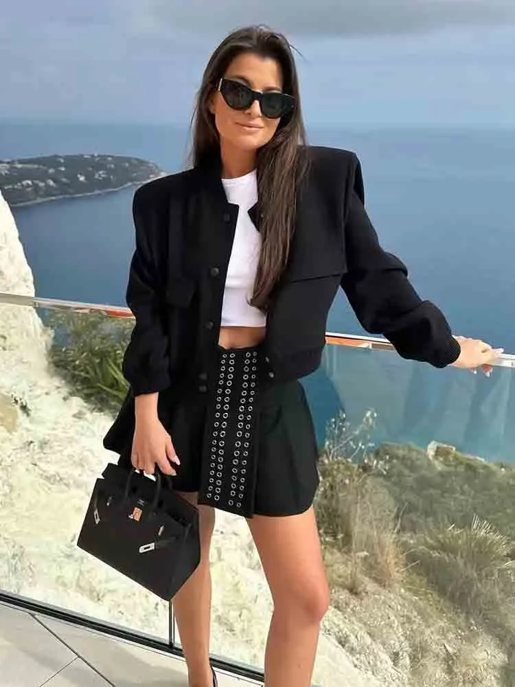 Women's Stylish Cropped Bomber Jacket