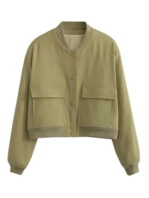 Women's Stylish Cropped Bomber Jacket
