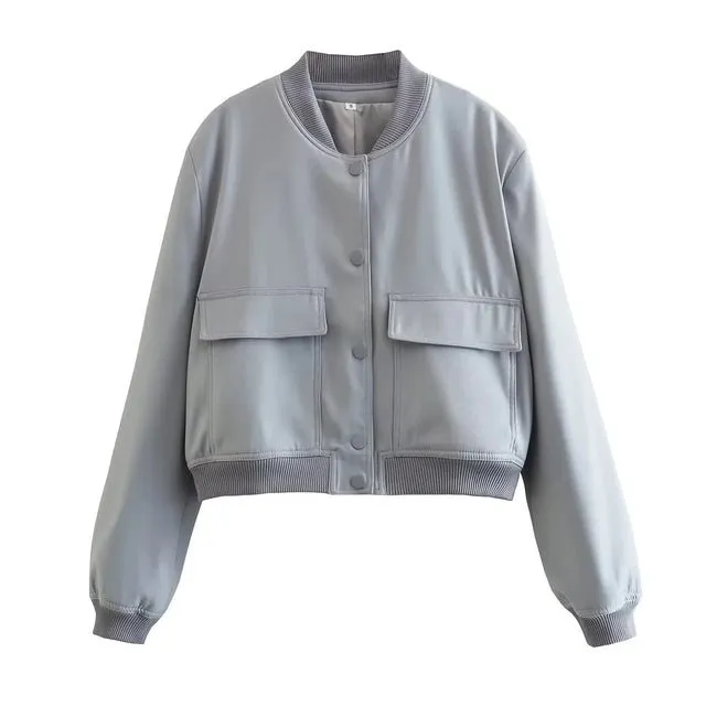 Women's Stylish Cropped Bomber Jacket