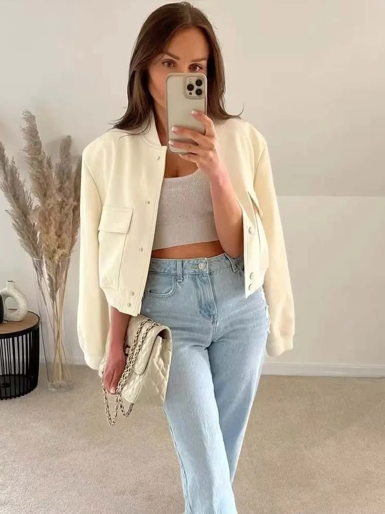 Women's Stylish Cropped Bomber Jacket
