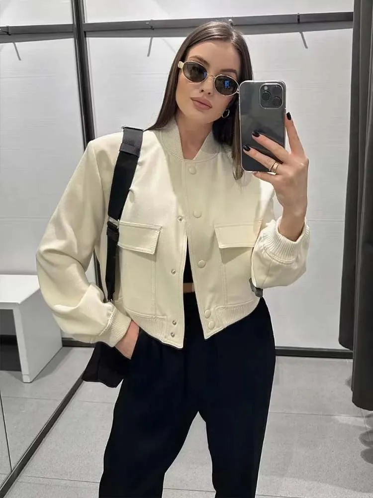 Women's Stylish Cropped Bomber Jacket