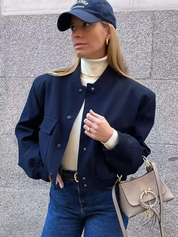 Women's Stylish Cropped Bomber Jacket