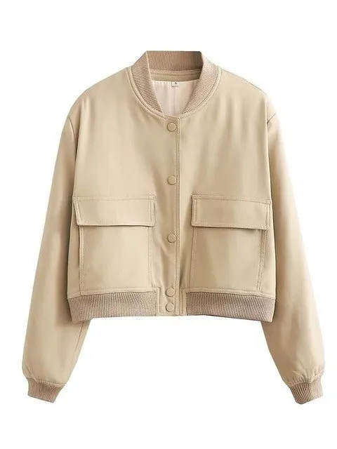 Women's Stylish Cropped Bomber Jacket
