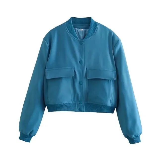 Women's Stylish Cropped Bomber Jacket