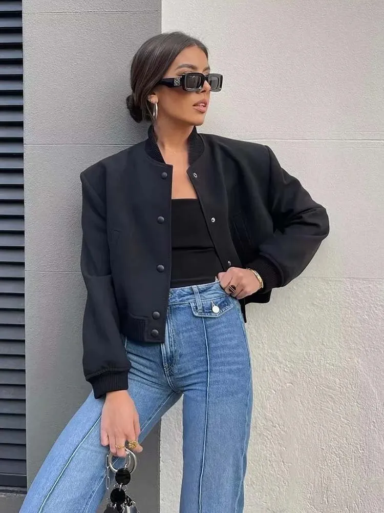 Women's Stylish Cropped Bomber Jacket