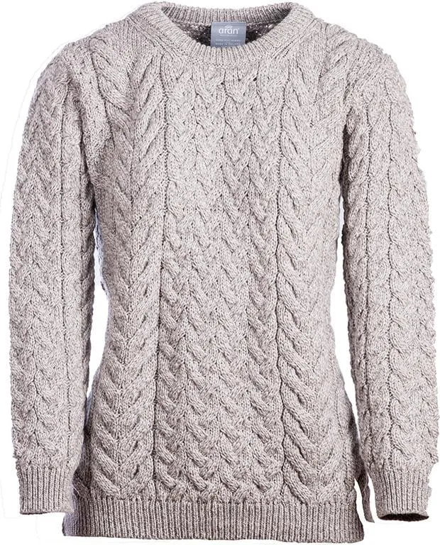 Women's Supersoft Merino Wool Cable Crew Neck Sweater by Aran Mills - 5 Colours