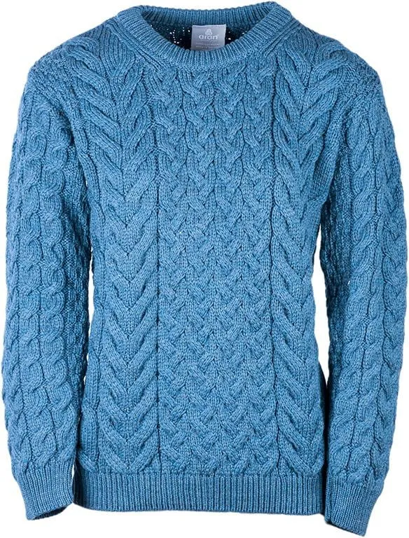 Women's Supersoft Merino Wool Cable Crew Neck Sweater by Aran Mills - 5 Colours