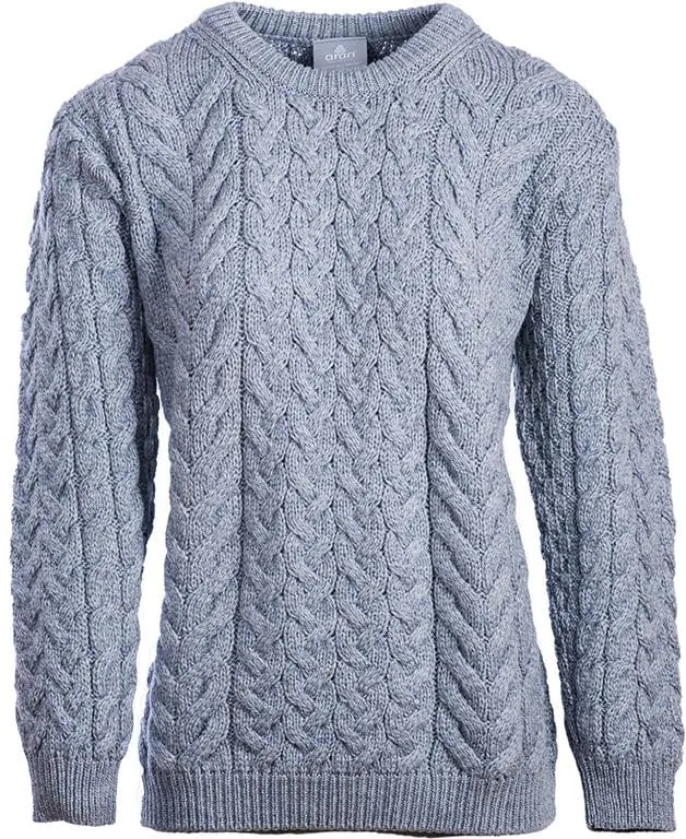 Women's Supersoft Merino Wool Cable Crew Neck Sweater by Aran Mills - 5 Colours