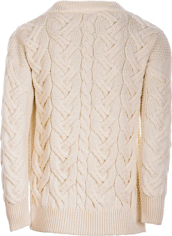 Women's Supersoft Merino Wool Chunky V-Neck Cable Cardigan by Aran Mills
