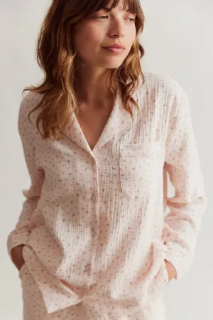 WOMENS TRADITIONAL PYJAMA SET | BLUSH FLORAL MUSLIN