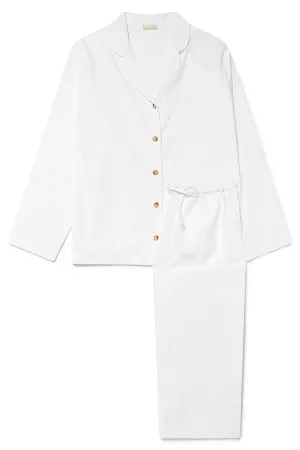 WOMENS TRADITIONAL PYJAMA SET | CLASSIC WHITE COTTON