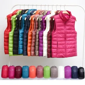 Women's Ultra-Light Slim Sleeveless Lightweight Windproof Down Waistcoat