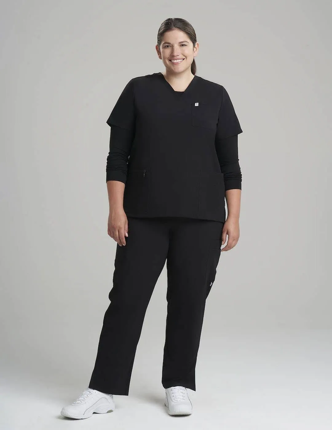 Womens Utility Scrub Top - Black