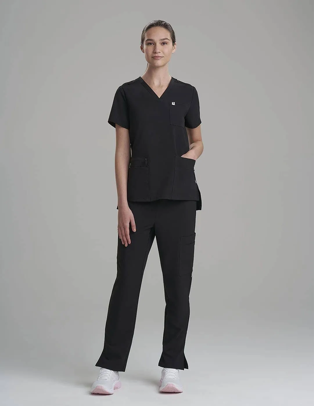 Womens Utility Scrub Top - Black