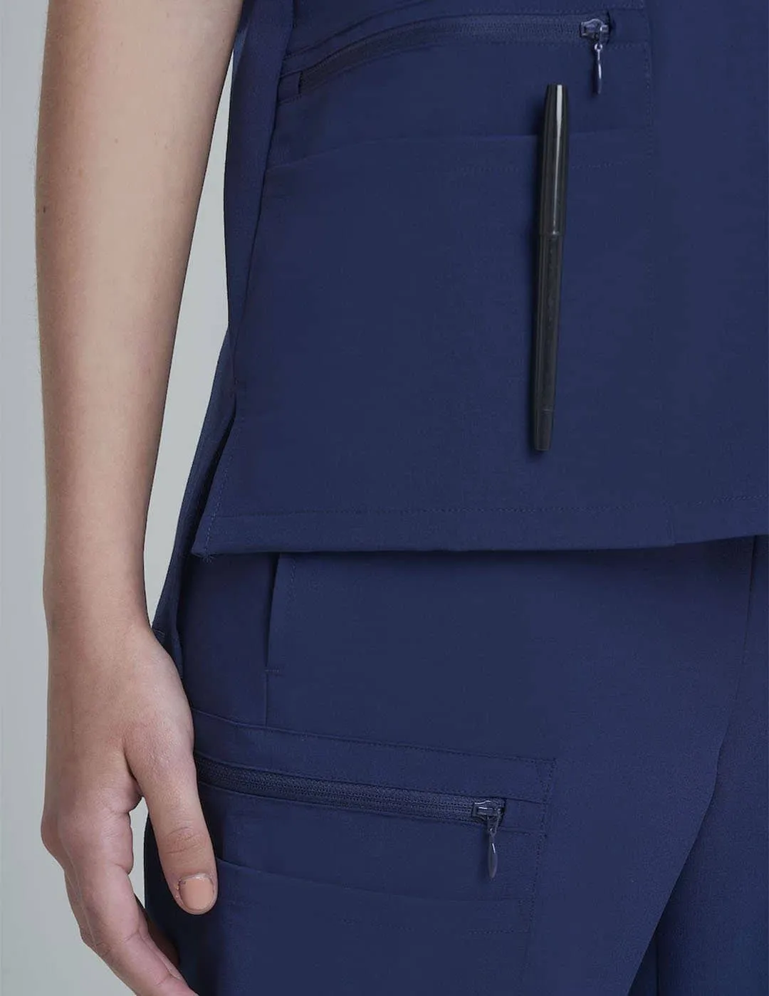 Womens Utility Scrub Top -  Navy